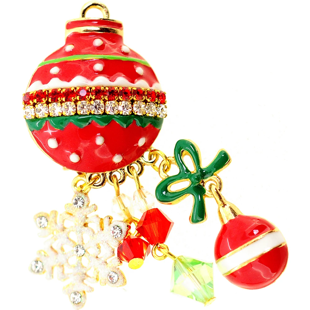 Fantasyard Christmas Tree Ornament Pin Brooch - Silver - 1.625 x 2 in.