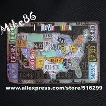 [Mike86] Я люблю США карта знаки олова Дом Кафе Ресторан Бар Металл живопись B-11 заказ смешивания 20*30 см