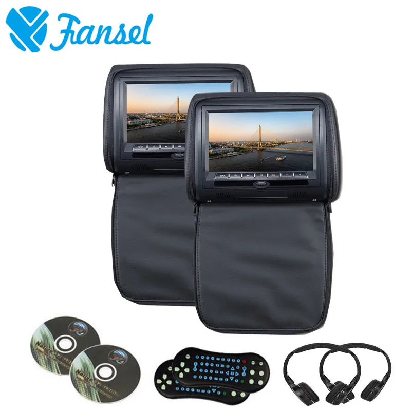 

Fansel 2PCS 7 Inch Car Headrest Monitor DVD Player With Zipper Cover TFT LCD Screen Support IR/FM Transmitte/USB/SD/Speaker/Game