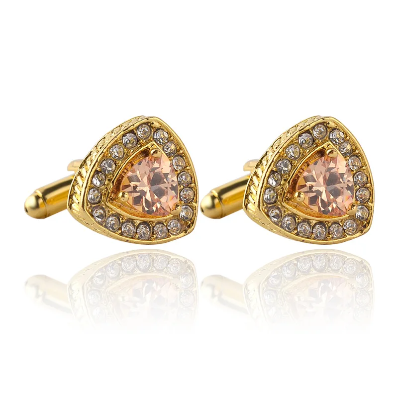 

Hot style French business men and women shirt Cuff Links Fine and elegant jewelry High-grade Triangle Crystal zircon cufflinks