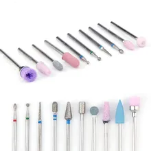 10 шт. набор сверл для ногтей, фреза для маникюра, электрическая машина, вращающиеся биты, керамические инструменты для чистки кутикулы, аксессуары для педикюра