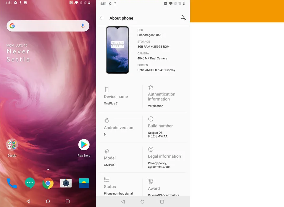 Оригинальный смартфон Oneplus 7 6,2 ''2340*1080 P Android 9 Snapdragon 855 8G ram 256G rom мобильный телефон