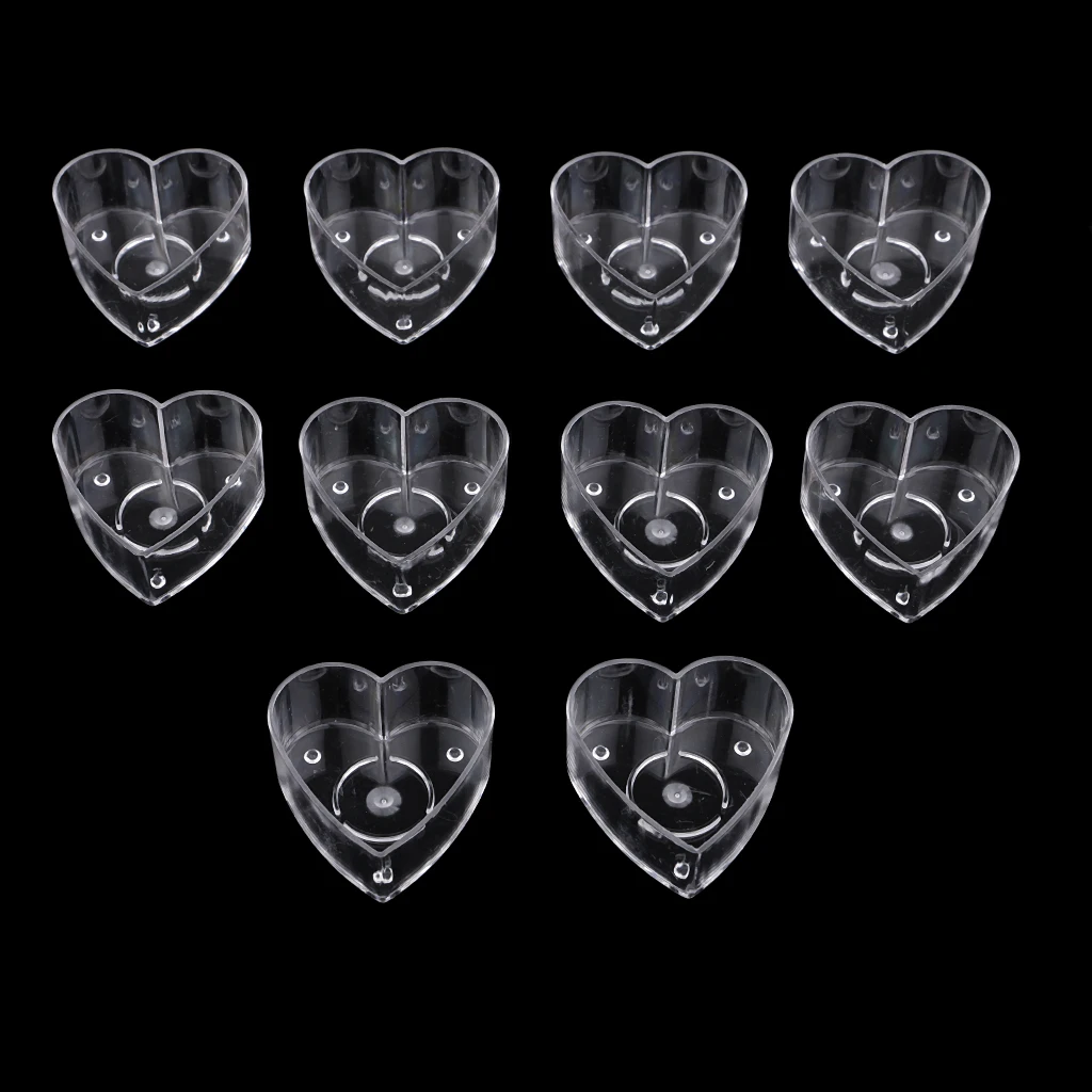 10 Pieces Wedding Gift Supply Love Heart Shaped Tea Light Clear Plastic Cup Holders DIY Candle Making