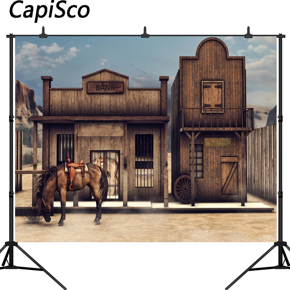 Capisco Old Us Wild Western Scenery Horse Bank Cowboy Saloon Scenery Children Photography Background Vinyl Backdrop Photo Studio Background Aliexpress