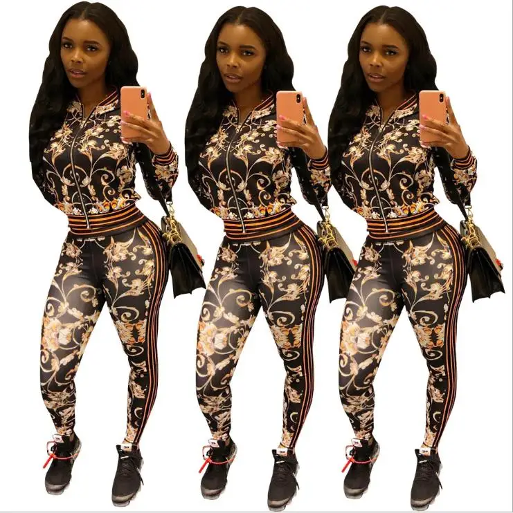 

Fashion Africa 2018 digital print leisure zipper suit