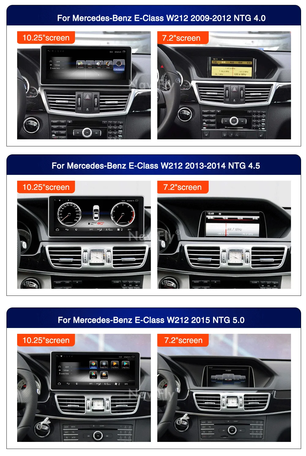 Discount NaviFly 3GB+32GB Android 7.1 for Benz E Class W212 2009 to 2015 Car Radio GPSnavigation multimedia stereo player 4G LTE WIFI 2
