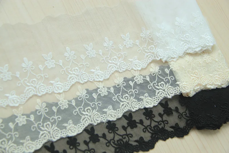 10 yard 9cm 3.54&quot wide ivory/beige/black rose Bell ring fabric mesh gauze embroidery tapes lace trim ribbon 254ty free ship | Дом и сад