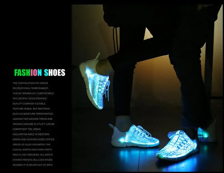 Размеры 25-47, новинка, летняя обувь со светодиодами, оптическое волокно, обувь для девочек, мальчиков, женщин, зарядка через USB, светящиеся кроссовки, мужская обувь, светильник