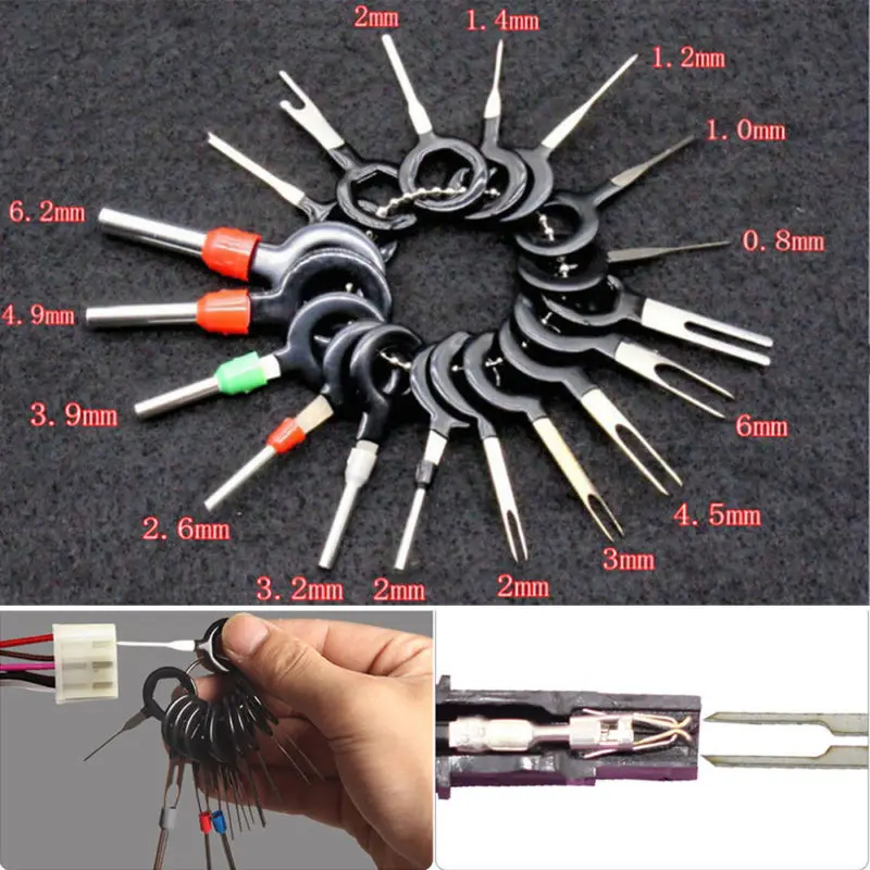 18pcs Auto Terminals Removal Tool，Terminal Removal Tool Kit for Car Wire Connector Pin Release Extractor Tools Set for Most Connector Terminal 