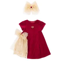 Элегантное нарядное платье для девочек вельветовое газовое рождественское платье принцессы для девочек высококачественные газовые платья в английском стиле D1054