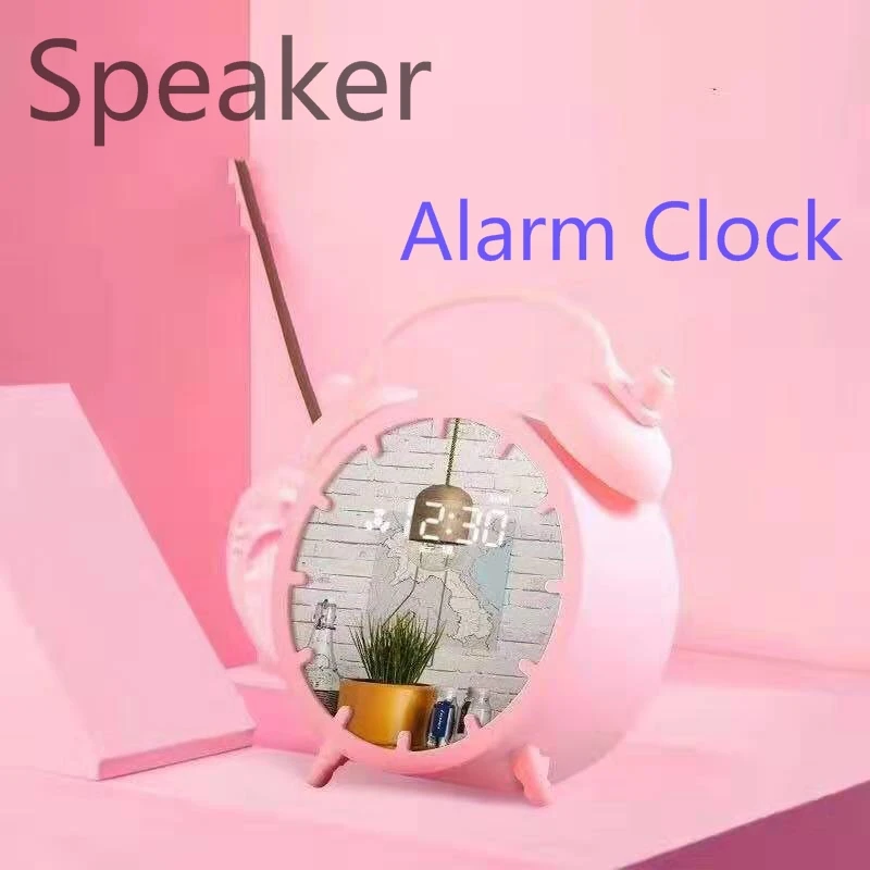 

Bluetooth4.1 Speaker LED Mirror Screen Design Portable Desktop Clock Alarm Clock for Kids Support AUX TF Bluetooth Music Player