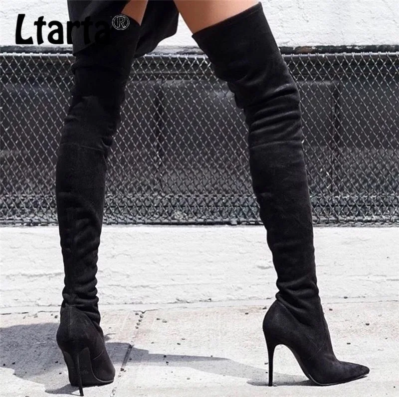 

LTARTA Knee-high Boots Autumn Winter New Pointy Elastic Heels Socks Boots Sexy Knee High Boots for Women Fashion . ZL-139-20