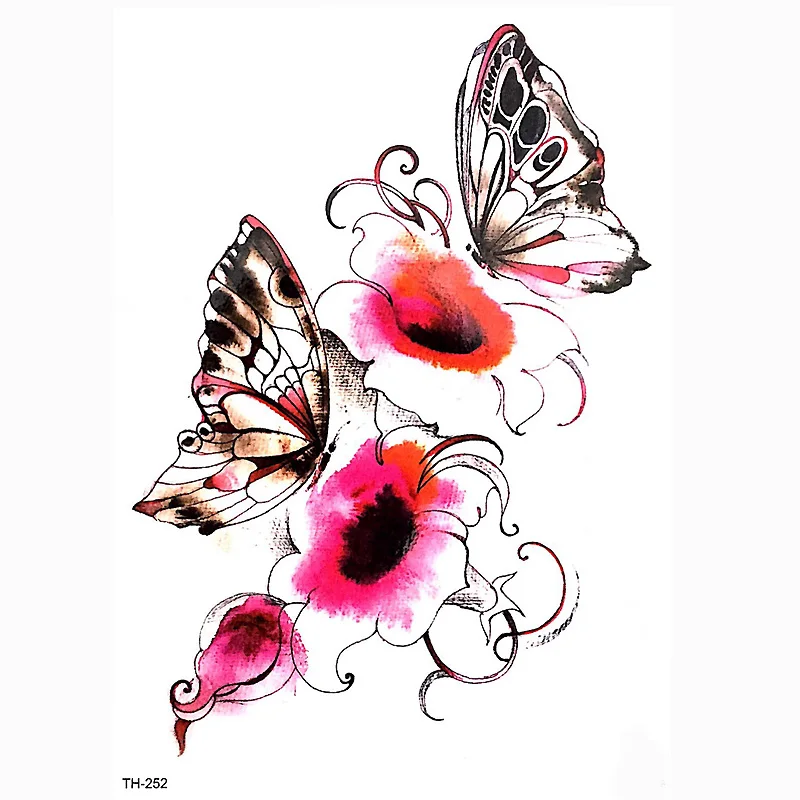 DIY временный боди-арт тату красочная Роза Акварельная живопись переводной рисунок водостойкие татуировки стикер - Цвет: TH252