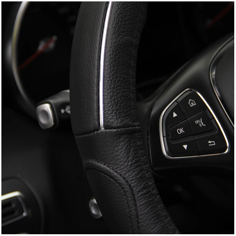 Genuine Leather Steering Wheel Covers for Car Bus Truck 36 38 40 42 45 47 50cm Diameter Auto Steering-wheel cover