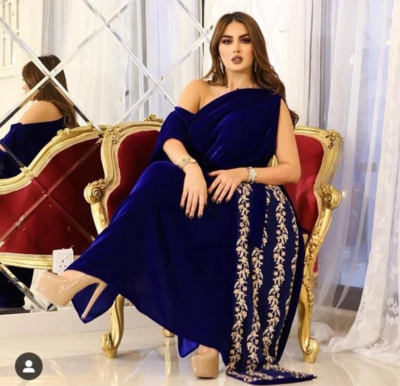 New Arrival Royal blue dubai kaftan evening dresses Long 2019 Beading Lace Evening gown dress Arabic Party dress formal dresses