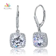 Pavo real Estrella de 2.5 Quilates Corte Redondo Diamante Creado Pendientes Solid 925 Novia de La Boda Cuelgan Joyería CFE8122