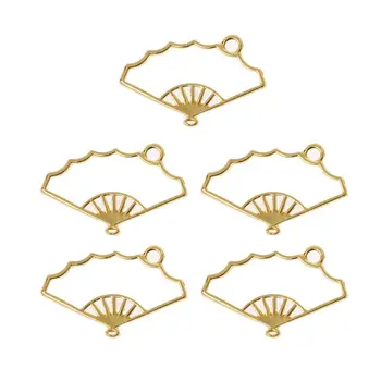 

5Pcs Umbrella Fans Blank Frames Pendant Open Bezel Setting Resin Jewelry Making DIY Accessory W77