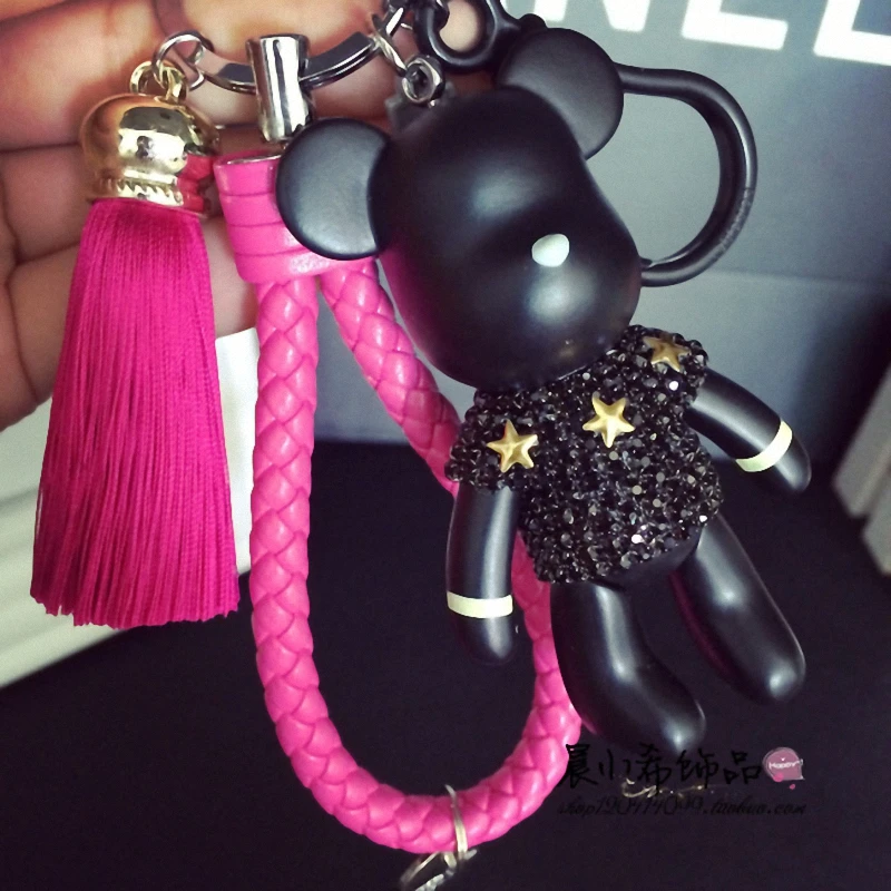 

Bomgom Tassels Cartoon Popobe Gloomy Bear Keychain Cute Bag Charm Holder Cartoon Resin Key Chain Fi-K004-rose