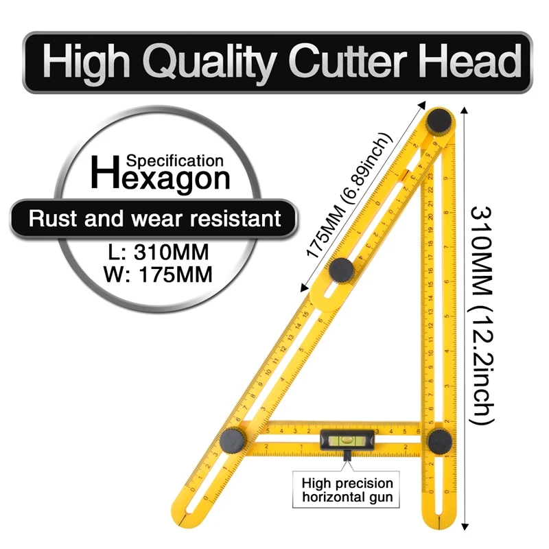 Многоугольная измерительная линейка складной конечный шаблон инструмент транспортир измерительный инструмент для деревообработки стеклокерамической плитки пила отверстие