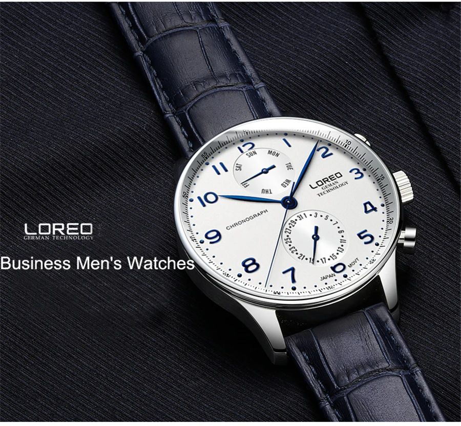 Синий цифровой циферблат LOREO 50 м водонепроницаемые спортивные часы для мужчин плавать кварцевые часы мужские наручные часы Relogio Masculino