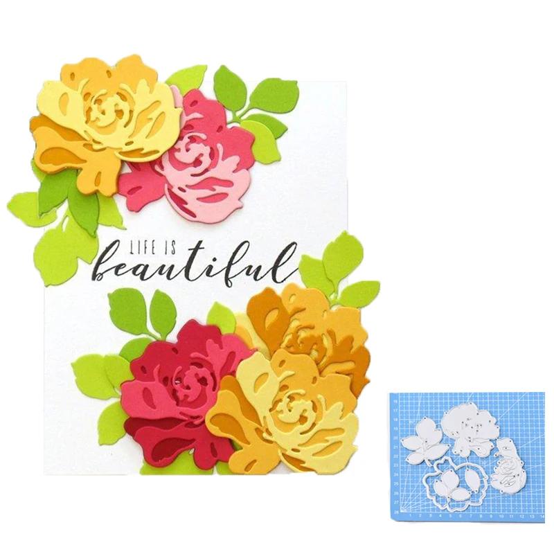 

Adv-one Stitched Peony Rose Metal Cutting Die Stencil for DIY Scrapbooking Photo Album Embossing Paper Decorative Craft Die Cut