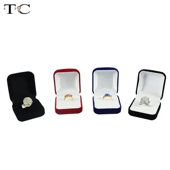 Wholesale Engagement 3 Color Velvet Ring Box Jewelry Display Storage Case For Wedding Ring Valentine