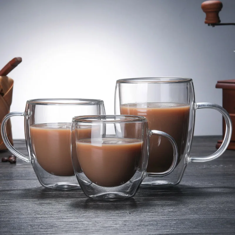 

Coffee Cups Tea Mugs Handmade Creative Office Mugs Insulation Transparent Drinkware Double Glass Cups