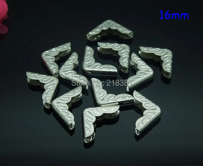 

Free Shipping-200PCs Silver Tone Book Corner Protectors 16mm*16mm*4mm Flower Pattern Scrapbooking Albums