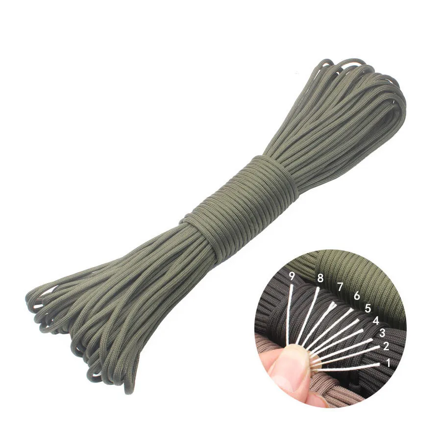 التخييم السماء 550 Paracord 9 ستراند 100FT مل المواصفات النوع الثالث Paracord في 550 المظلة الحبل بقاء في الهواء الطلق تسلق حبل ل الصيد