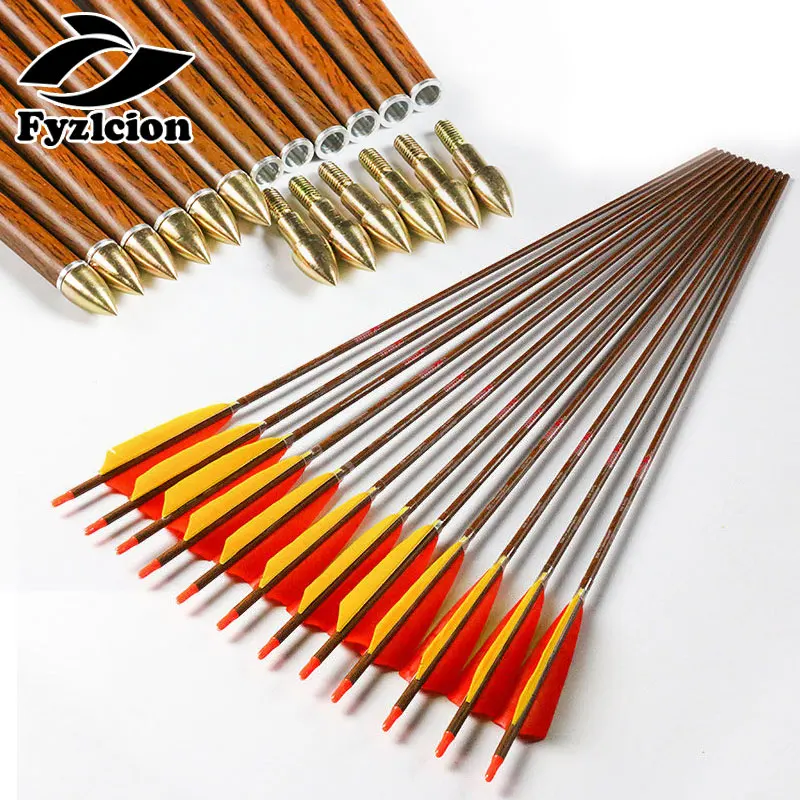 

Hunting Archery Bolts 12PCS Carbon Arrows ID6.2mm 5'' Turkey Feather Compound recurve Bow and arrows
