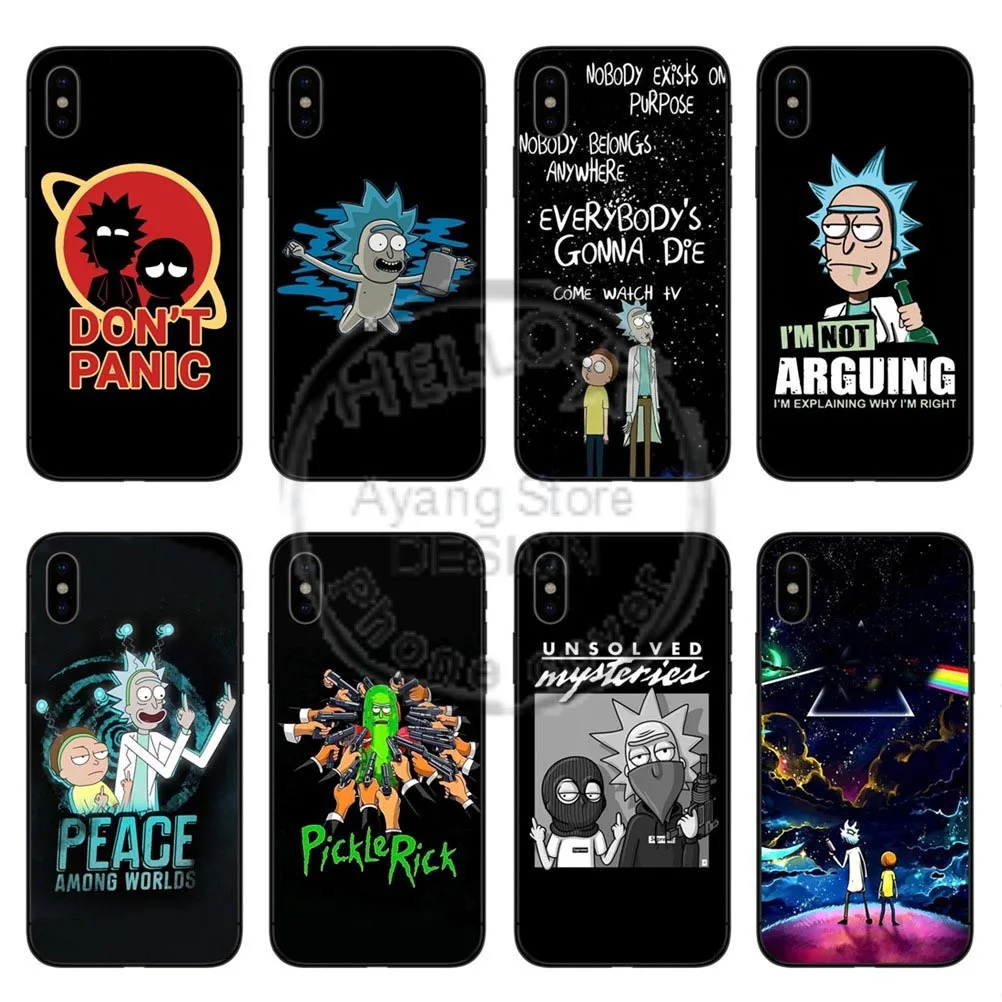 ريك و Morty حالات أسود جودة عالية لينة سيليكون غطاء إطار هاتف محمول ل أبل فون X 10 5 5 S SE 6 6 SPlus 7 7 زائد 8 8 زائد
