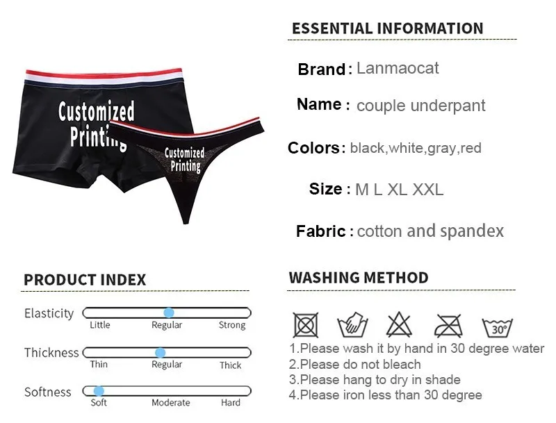 Lanmaocat, нижнее белье для влюбленных, мужские боксеры, шорты, на заказ, с принтом, для мужчин, женщин, пар, нижнее белье, сексуальные женские стринги, стринги