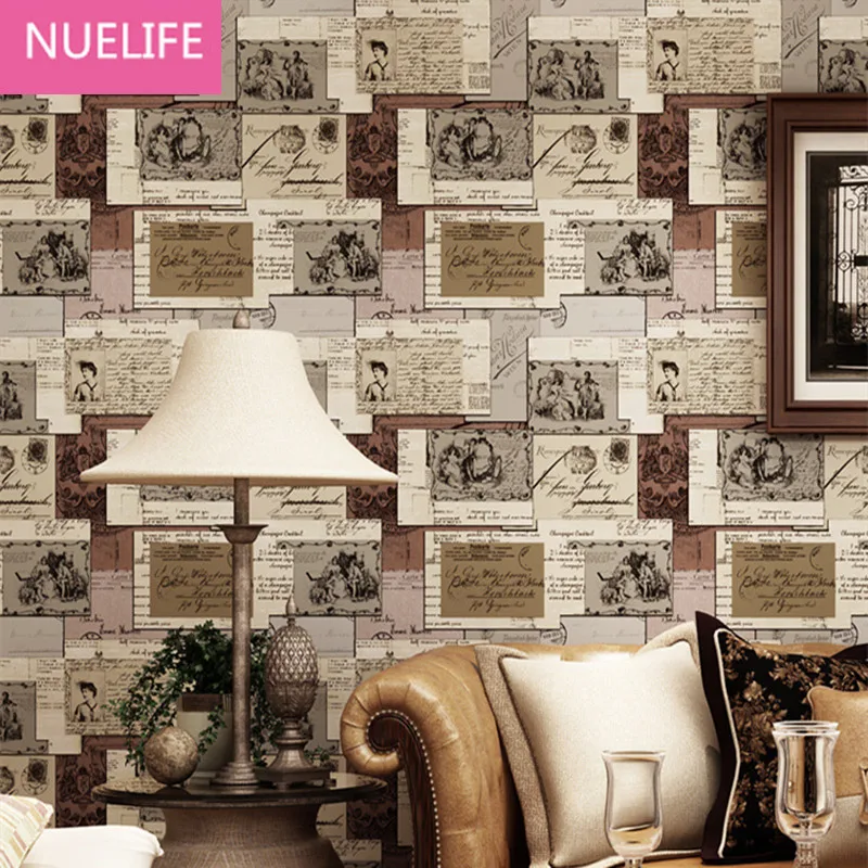 

0.53x10m American Village Retro Letter Pattern Cartoon Children Wallpaper Bedroom Living Room Background Wall Nonwoven wallpaper