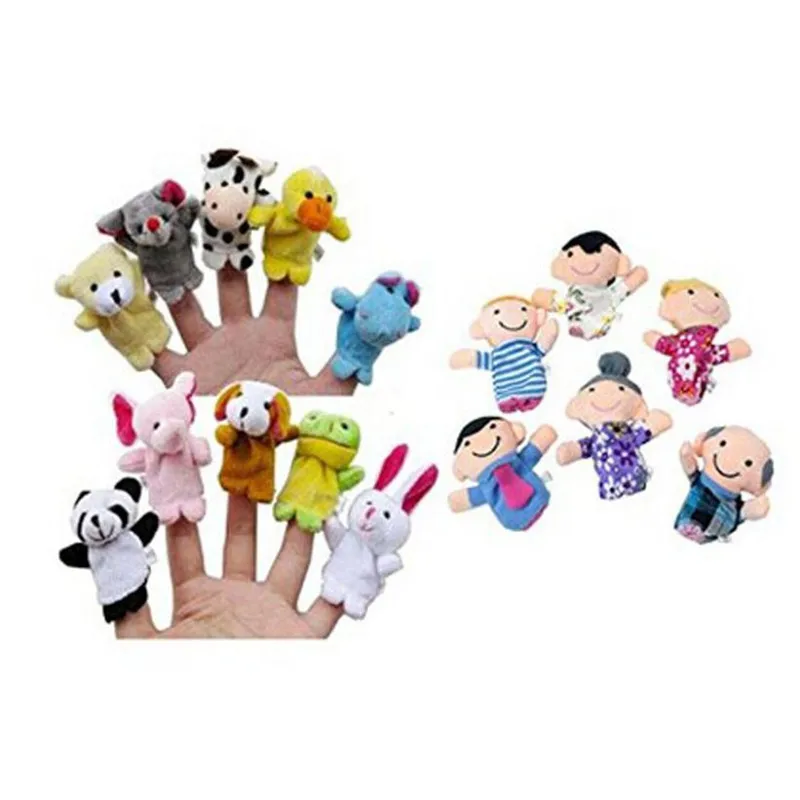 В продаже 16 шт. пальчиковые куклы Животные люди членов семьи Развивающие игрушки для детей brinquedos juguetes 20