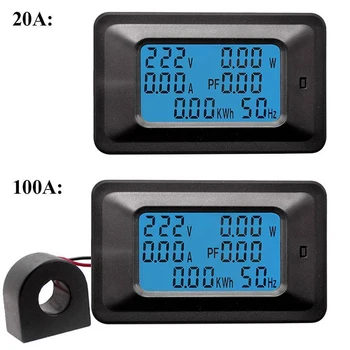 

110~250V 20A 100A Digital Voltage Power Energy Voltmeter Ammeter Meters Indicator Current Amps Volt Wattmeter Tester Detector