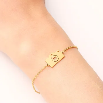 

DOTIFI Stainless Steel Bracelet For Women Gold And Silver Color Camera Pulseira Feminina Lover's Engagement Jewelry
