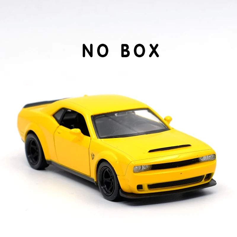 RMZ CITY 1:36 Dodge Challenger SRT Demon Sports Car Alloy Diecast Car Model Toy With Pull Back For Children Gifts Toy Collection - Цвет: Yellow(no box)