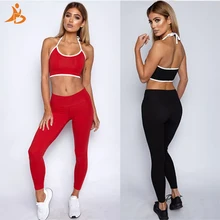 YD комплект для йоги бинты сзади спортивный Топ Леггинсы для йоги с высокой талией женский костюм для спортзала женская спортивная одежда Пуш-Ап Брюки