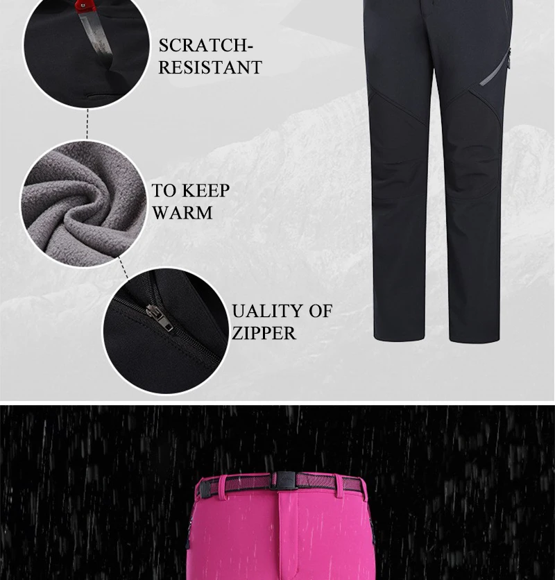 Брюки новые зимние толстые теплые штаны для мужчин и женщин одежда Дышащие альпинистские походные уличные спортивные штаны для мужчин