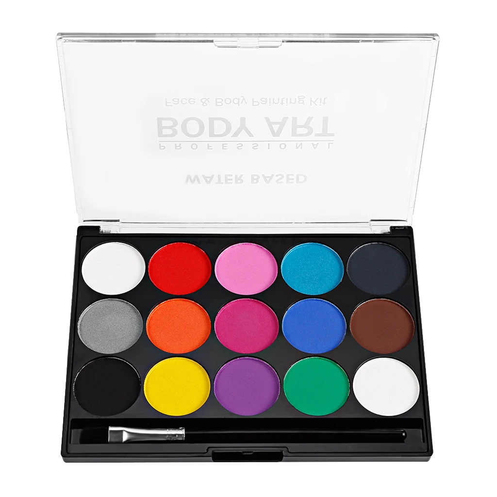 Preise Wasser Basierend Gesicht Malen Palette15 Farben ungiftig Kinder Sicher Gesicht Körper Malerei Kit für Halloween oder Weihnachten Party make up