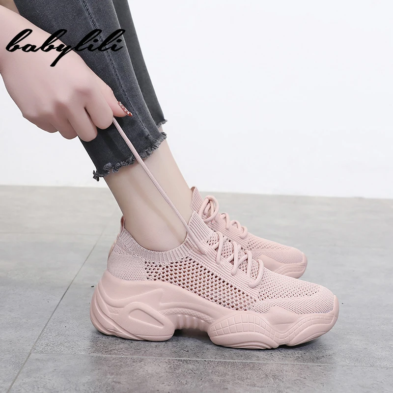 Online Zapatillas de moda zapatos de mujer nuevas zapatillas para mujer 2019 zapatos de plataforma zapatos planos de mujer Zapatillas gruesas de Mujer Zapatos de cesta de mujer