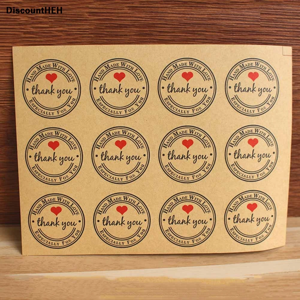 

1pc Vintage Style Thank You Self Adhesive Kraft Paper Stickers For Diary Scrapbook Book Hand Made Stationery Stickers
