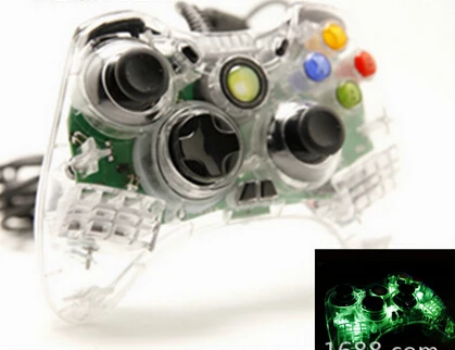 Best Offers crystal white LED lighting USB wired controller for xbox 360 wired controller crystal white color with LED light