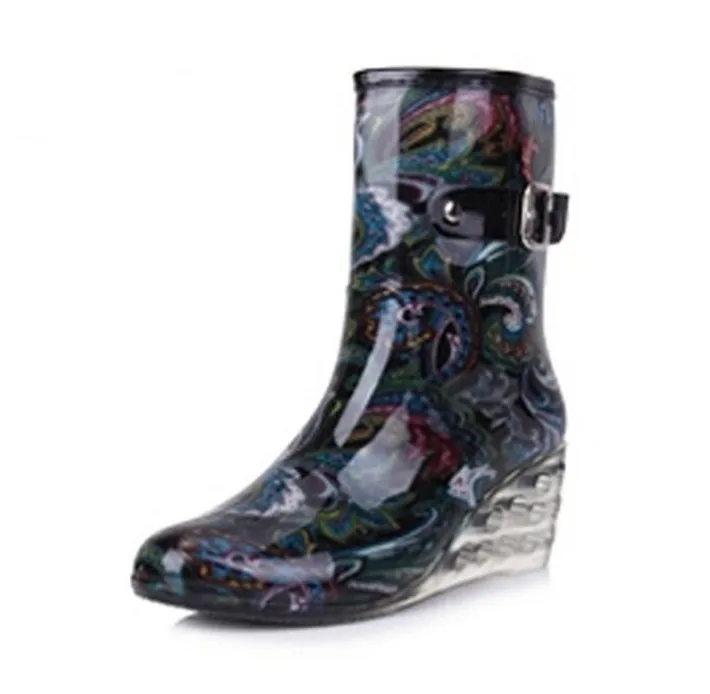 HEE GRAND/женские резиновые сапоги; прозрачные женские резиновые сапоги на танкетке; модная женская обувь для дождливой погоды; XWX4371
