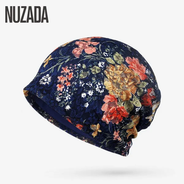 Бренд NUZADA, женская кепка, Skullies Beanies, вязаная шапка s Bonnet, двухслойная вязаная шапочка из хлопка, кружевная Кепка, весна-осень - Цвет: 03