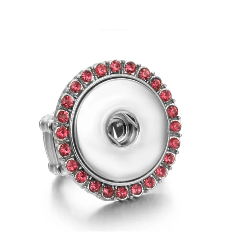 Red Flower Full Crystal Adjust Ring Fit 18mm Snap Button Women Girl Lovely Accessories Sister Birthday Gift DIY Jewelry | Украшения и