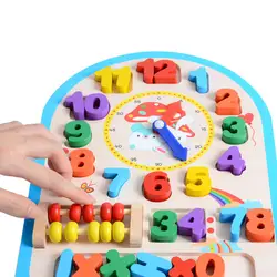 Деревянные часы игрушка детская красочная головоломка Цифровая геометрия часы Обучающие 12 номер Высокое качество для детей подарок