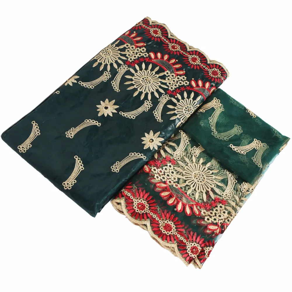 

beautiful cheap green lace diy africa fabrics embroidery African diy fabric guinea brocade nigerian gele headtie 5+2yards/lot