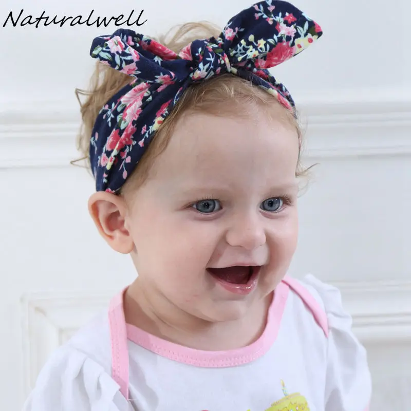 Naturalwell Rabbit Ear Headband Baby Girl Hair Band Printing Cotton ...
