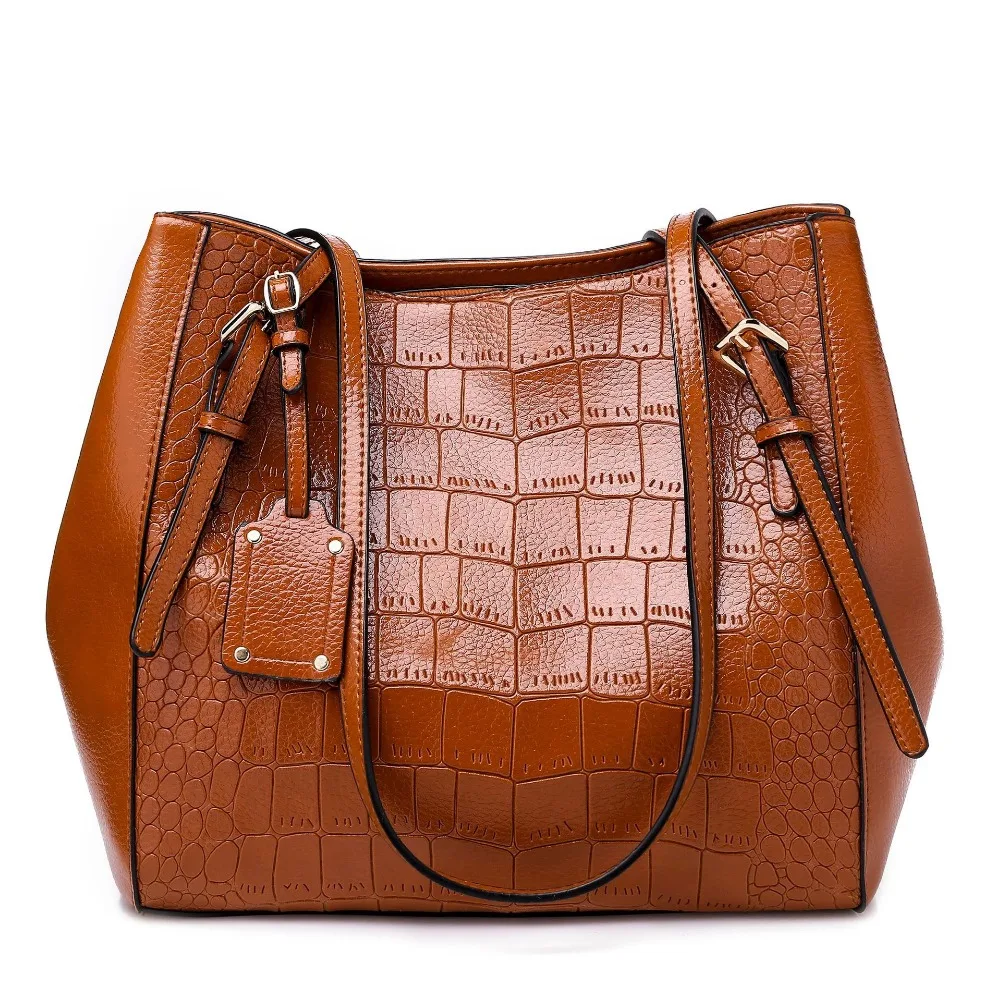 

Women Casual Tote Oil Leather Bags for Women 2018 Large Capacity Shopping Shoulder Bags High Quality Women Handbags Dropshipping